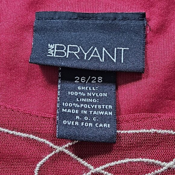 Lane Bryant Top 26/28 Burgundy Mandala Embroidery Lined Sheer SS Round Neck Boho - Picture 3 of 16